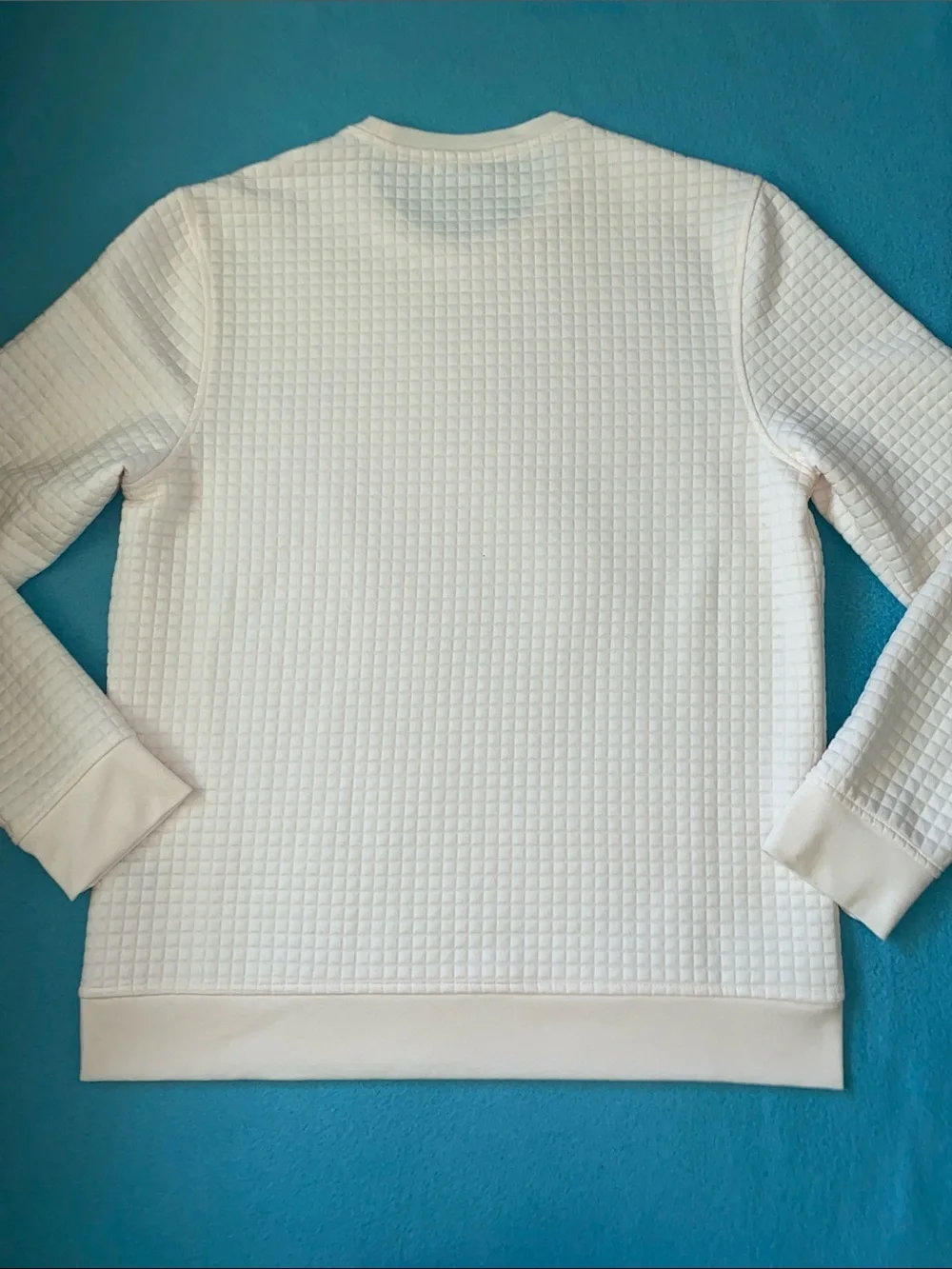 ALFANI grid textured crewneck pullover long sleeve cream colored NEW size M